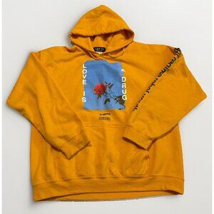 CIVIL REGIME Hoodie Mens Large Yellow Love is‎ a Drug Rebel Youth Sweatshirt